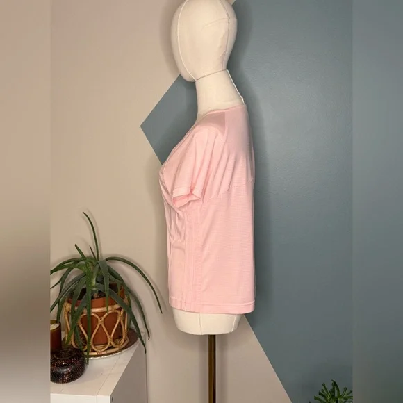 Adidas Pink V-Neck Performance Active Top Moisture-Wicking Gym Tee Medium - Picture 3 of 9
